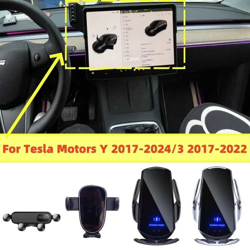 

Used For Tesla Motors Y 2017-2024/3 2017-2022 15-Inch Car Screen Navigation Fixed Mobile Phone Universal Stand With Storage Box