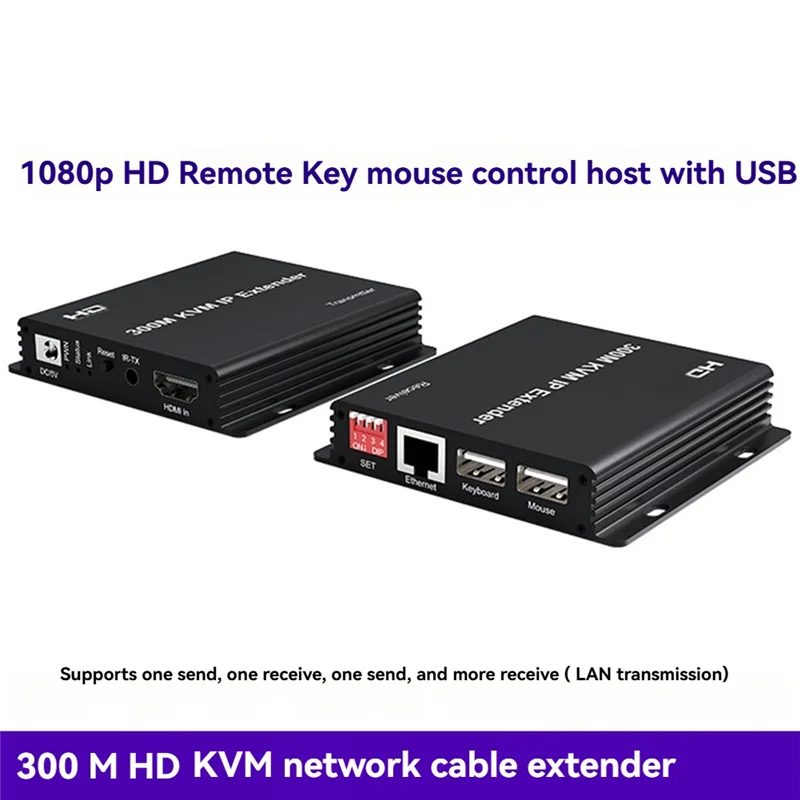 

-Совместимый удлинитель KVM через кабель Rj45 Cat6, 300 м, USB KVM Ethernet-удлинитель, поддержка мыши, клавиатуры TX к RX, вилка европейского стандарта
