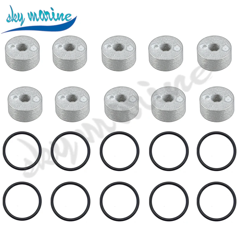 55321-87J01 10Pcs 55321-87J00 Anode with O-Ring 09280-22019 for Suzuki Marine 4 Stroke 6-300 HP Outboard Motor Replaces