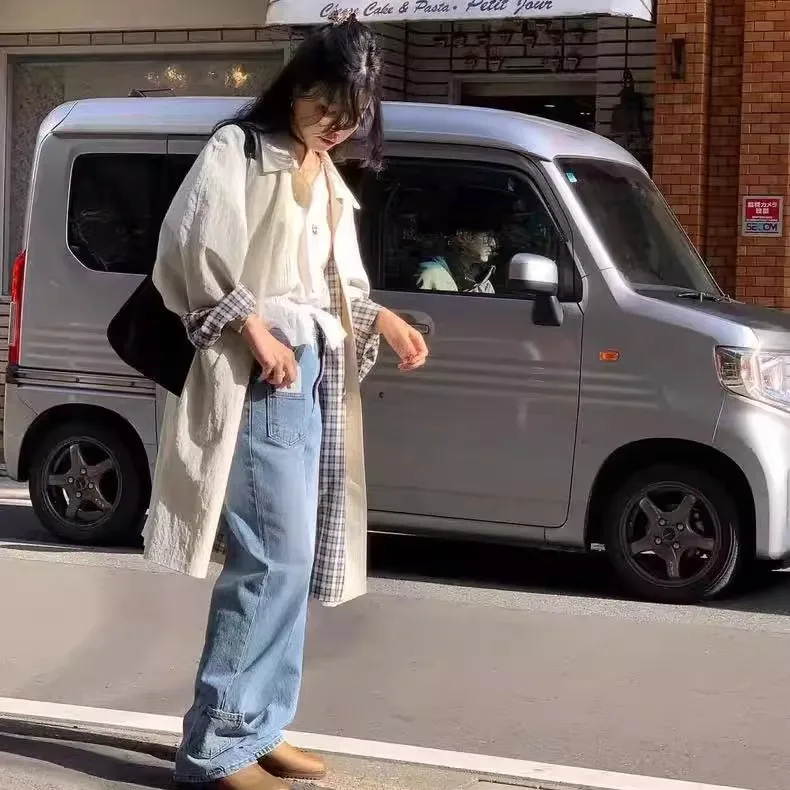 Sweet Fre Sle Button up V Ne Bubble Sve irt Baumwollmaterial Loose Fit UV-Schutz ort Sve Pure Color