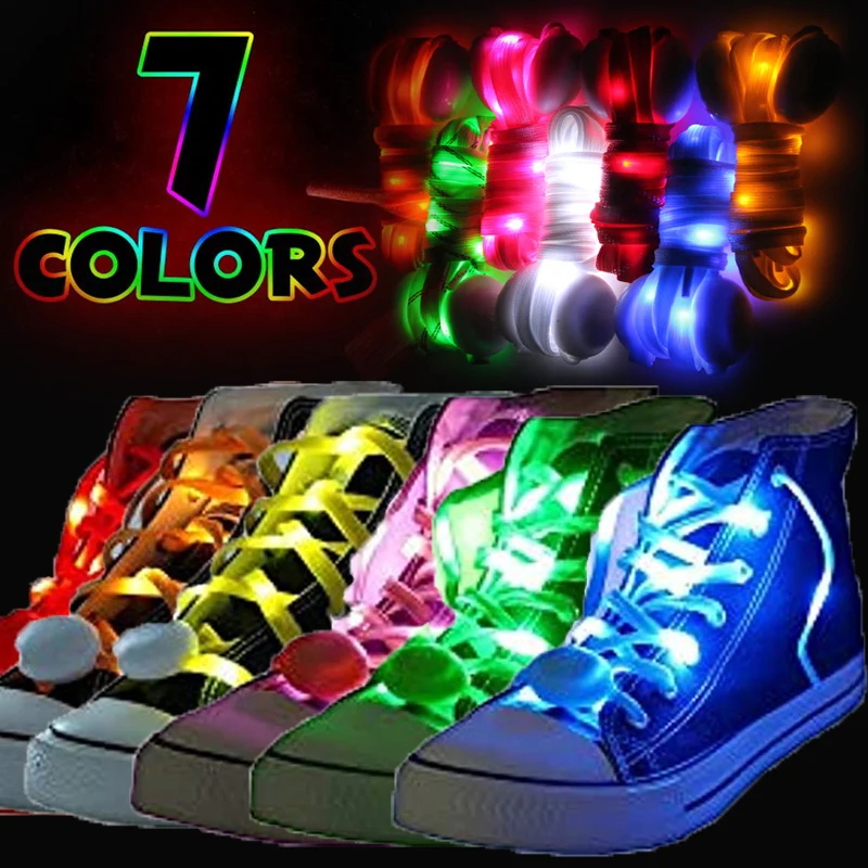 6 Colors Fluorescent Luminous Shoelaces Unisex LED Glowing Dark Shoestrings Reflective Sneakers Sports Laces Party Cosplay Decor