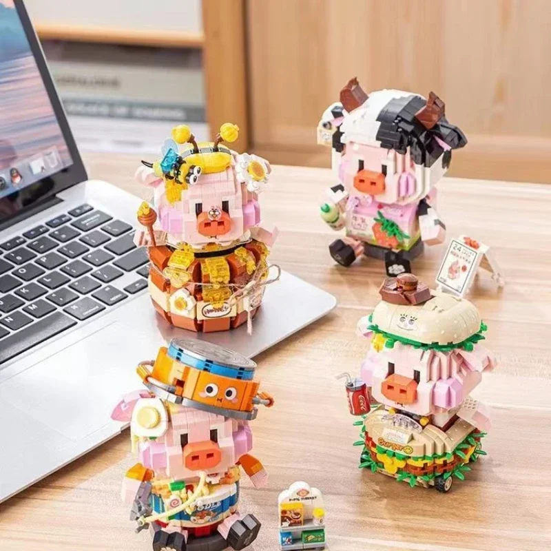 Small Particle Building Blocks New Honey Pig Cute Puzzle Tide Play Bees Diy Building Blocks Toy Decoration