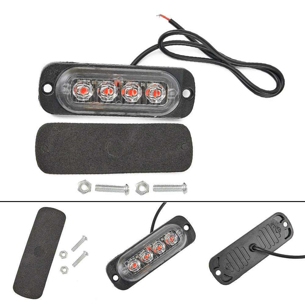 Collision 4LED Offroad Car Trucks Safety for urgent Working Fog Red Light Lamp 12V 800LM, and Practical   Collision