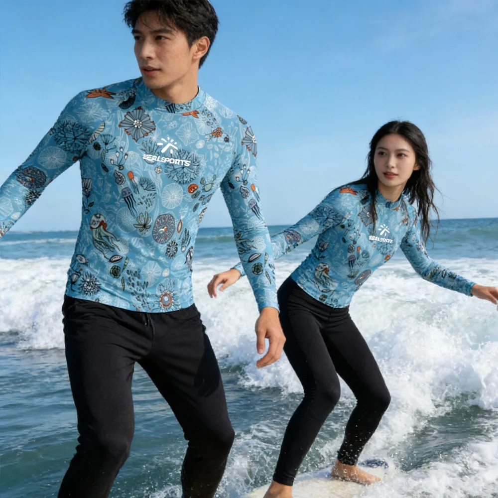 

UPF50+ Long Sleeve Women's and Men's Surfing Clothing Beachwear Swimsuit High Quality T-shirt Sportwear for Water Sport Fishing