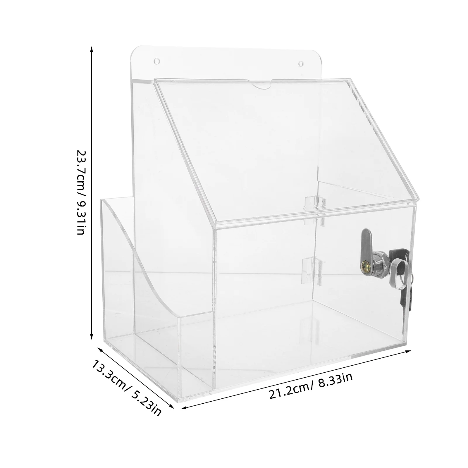 Caja de donación acrílica transparente para votación multifuncional, ranura de bloqueo para recoger fondos, caridad, rifa, colección de entradas, sugerencias