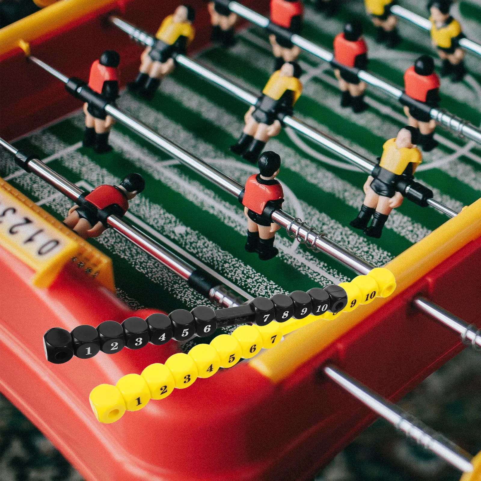 

2 Pcs Foosball Score Counters Table Soccer Keepers Plastic Markers for 1.4m Tables Yellow Black Set Multipurpose Scoring