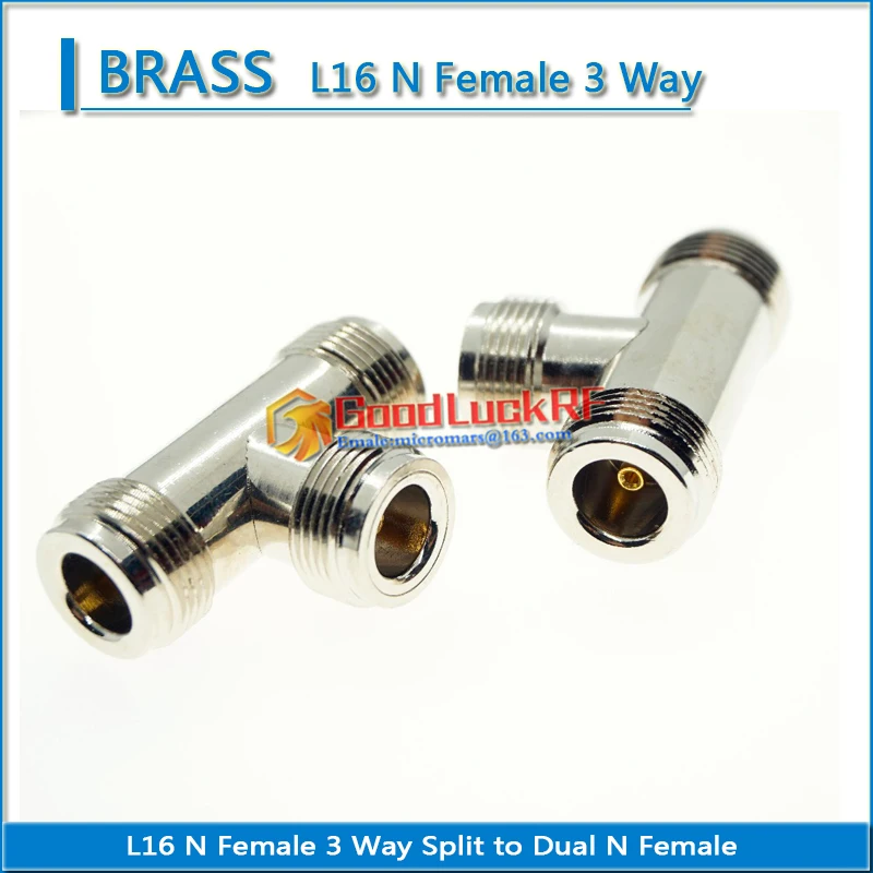 

L16 N 3 Way Coax Splitter Adapter Socket T-Type N Female to 2 Dual N Female Plug Nickel Plated Brass RF Coaxial Adapters