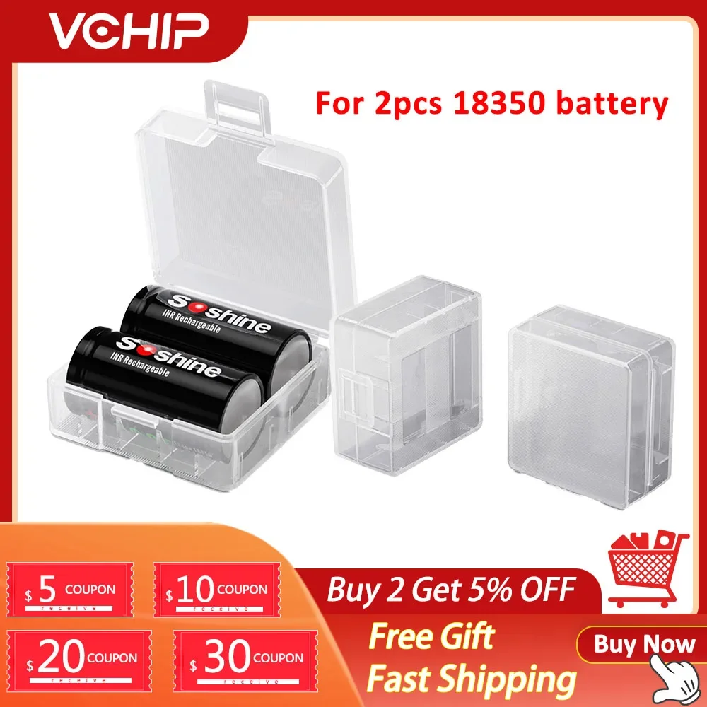 1-50 Pcs 18350 Battery Case Storage Boxes Hard Plastic PP Transparent Battery Box For 2pcs 18350 Battery Holder Cell Container