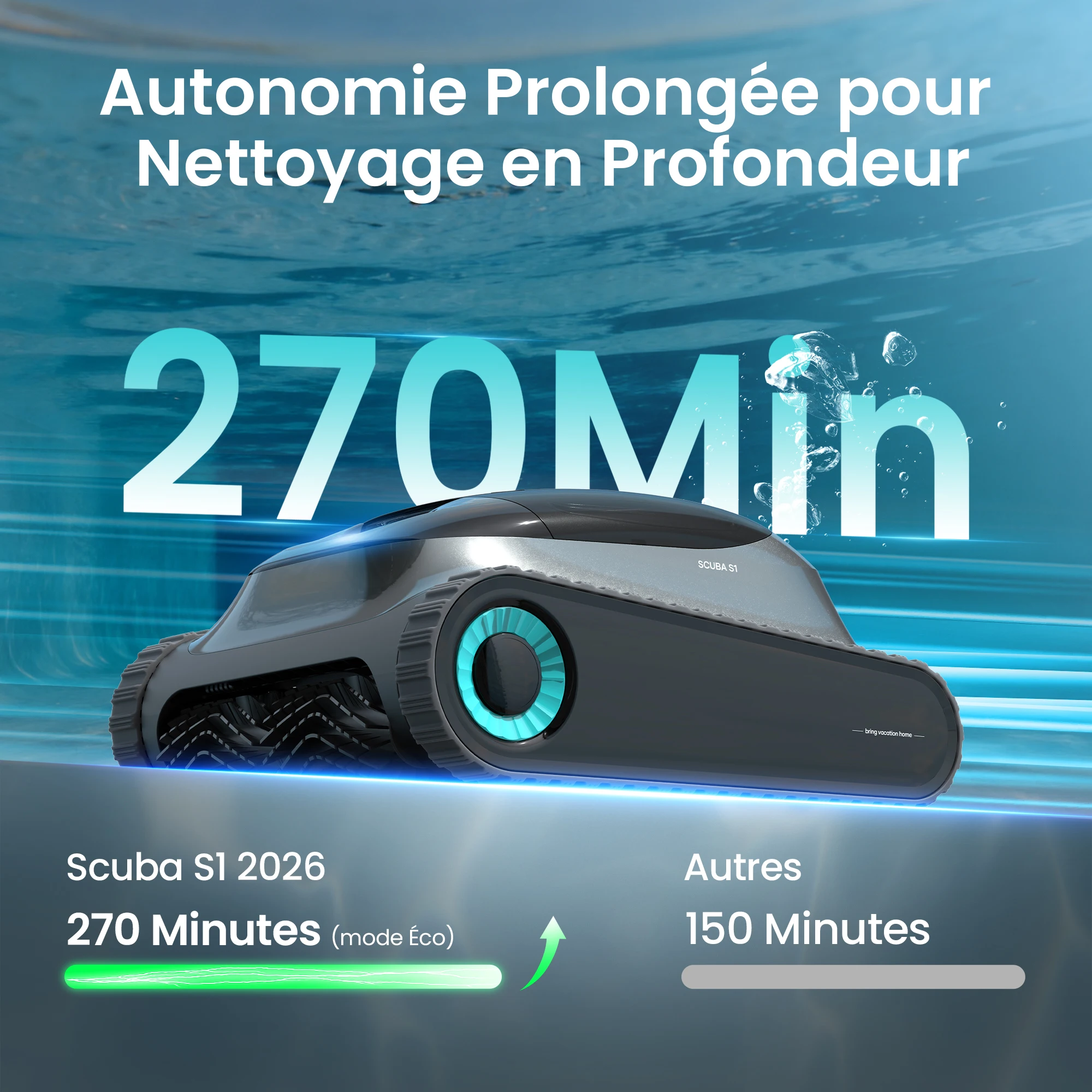 Aiper Scuba S1 2026, nettoyeur de piscine robotisé remis à neuf, double filtration, capteurs de haute précision, navigation adaptative, compatible ave