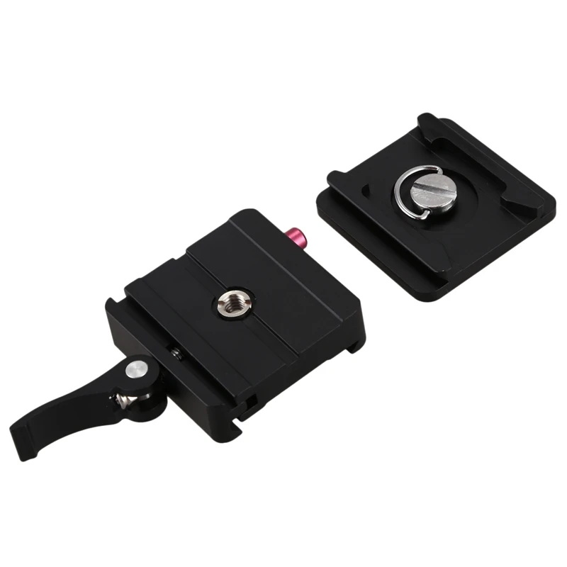 Quick Release Plate and Clamp Adapter, Mount com Lock, Dslr Camera Tripod, 2X Alumínio, 1/4 ", 3/8"