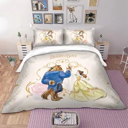 Set di biancheria da letto Beauty and the Beast, Set copripiumino trapuntato Disney Princess per la decorazione della camera da letto dei bambini Single King