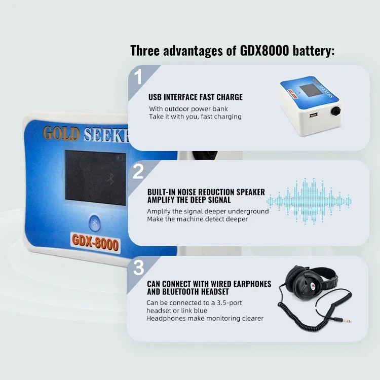 Detector de Metales de oro subterráneo automático GDX-8000 de alta calidad para caza de tesoros detectores de metales industriales personalizables OEM