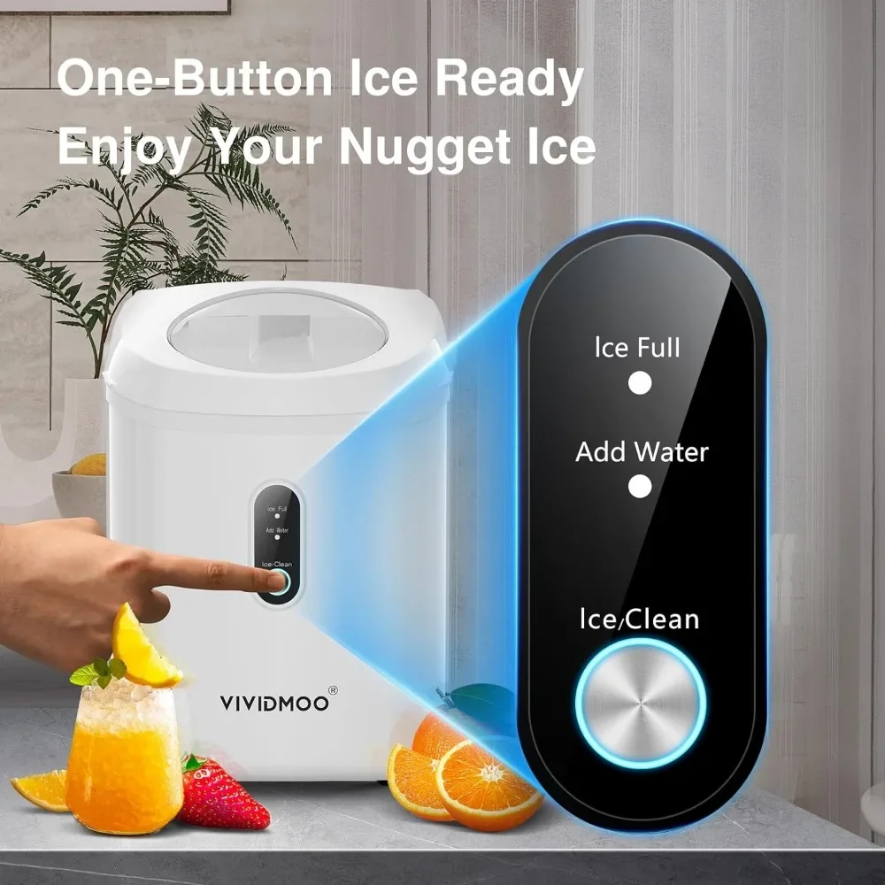 Nugget Countertop Ice Maker, Sonic Ice Maker, Dente-Friendly gelo mastigável, função de auto-limpeza, 33 Lbs/Day