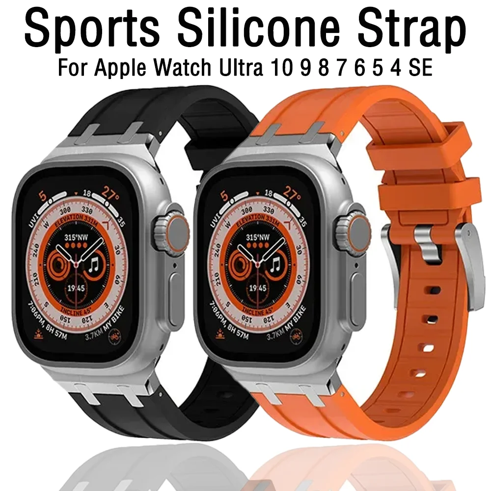 

Soft Comfortable Silicone Strap for Apple Watch Ultra 3 2 1 49mm 11 10 46mm 9 8 7 45mm Wristband iWatch 6 5 4 SE 3 2 44mm Correa