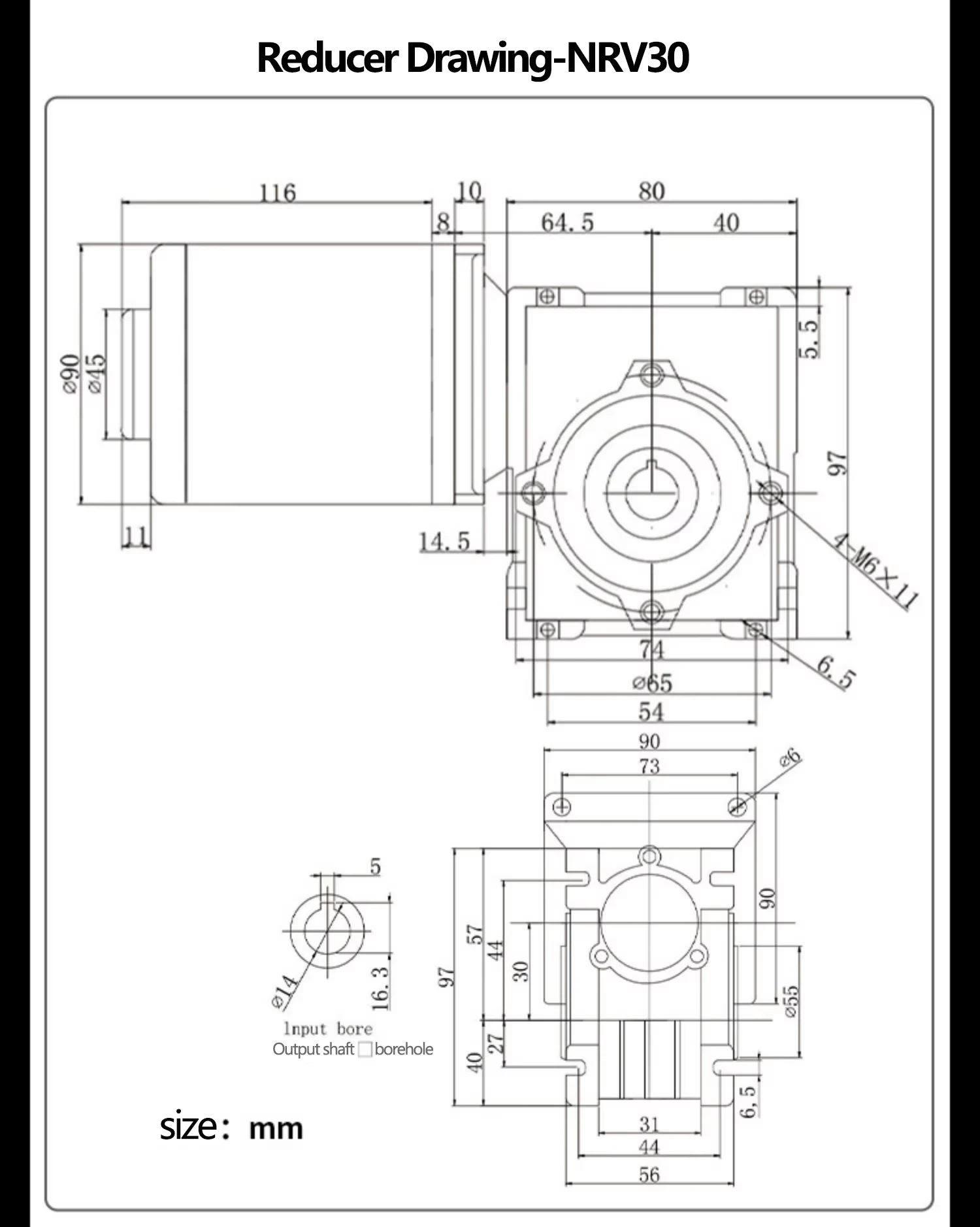12V 24V 90W NMRV40 DC-wormwielmotor met dubbele uitgaande as RV40 instelbare snelheid CW CCW hoog koppel