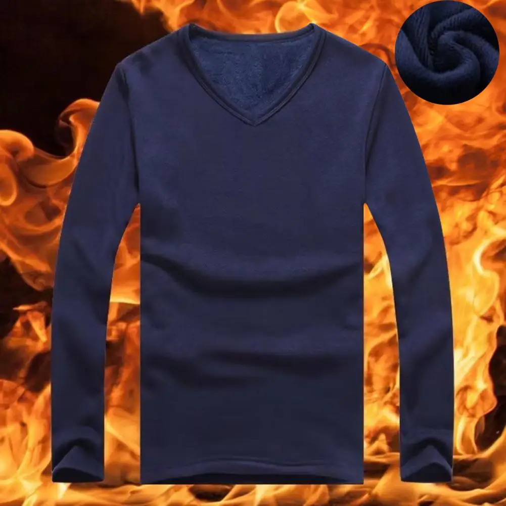 2025 M-4XL Men Fall Winter Shirt Thickened Plush Warm Velvet Thickened T-shirt Pullover Plus Size Daily Bottoming Top Underwear