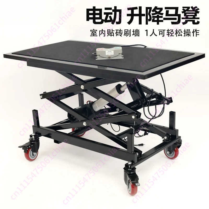 Electric Lifting Stool  Mobile Trolley Lift Platform 180kg Load-bearing Scissor Lift Interior Decoration Tiling Trolley