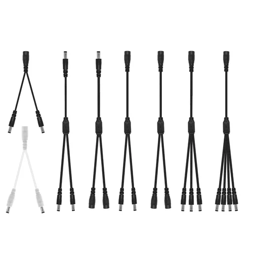 Cable de alimentación CC divisor, 1 a 2/3/4/5/6/8 vías, 5V, 12V, macho, hembra, 5,5x2,1mm, Cable de extensión de enchufe CC para tira de luces LED, cámara CCTV