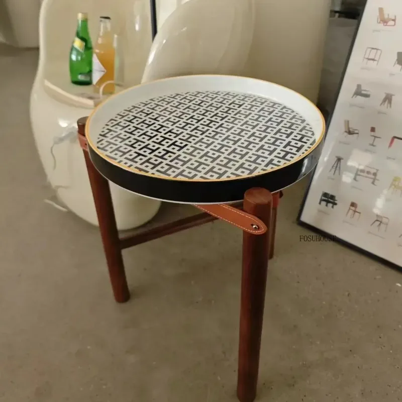 غرفة المعيشة أريكة مصمم خمر طاولة القهوة طاولة جانبية الإبداعية المنزل تخزين مكتب خشب متين صينية سيراميك طاولات الشاي d m g #5