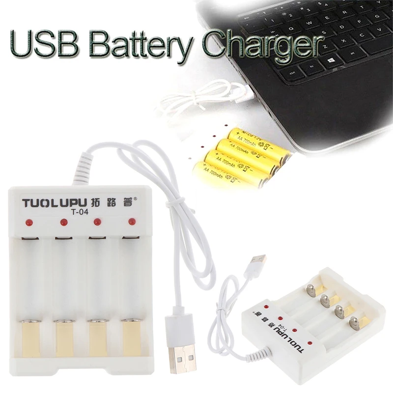 1 buah barang baru kualitas tinggi 4 slot USB pengisi daya Cepat li-ion/pengisi daya baterai ni-mh untuk baterai AA/AAA