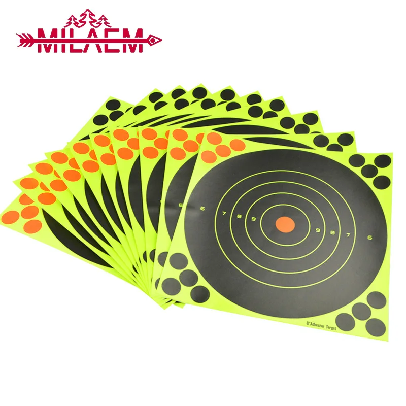 10Pcs Archery Target Paper Black Splash Color Fluorescent Adhensive Target Paper For Recurve Bow Hunting Shooting Accessories