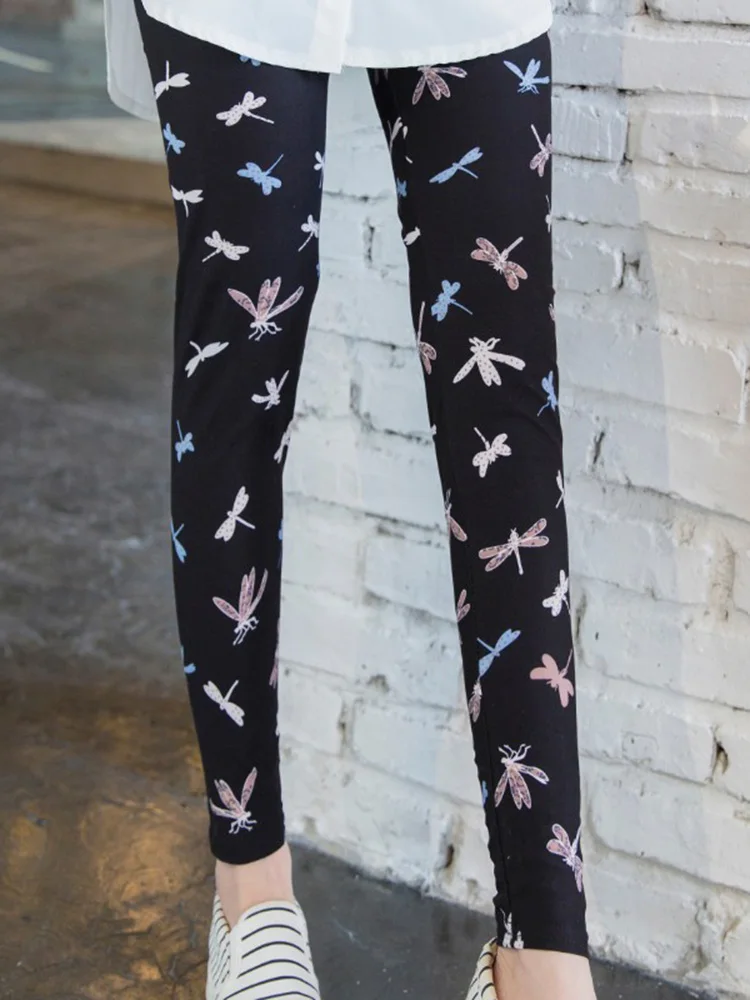 CUHAKCI-Leggings con estampado para mujer, ropa deportiva femenina hasta el tobillo, pantalones de lápiz florales, Leggings elásticos para Fitness