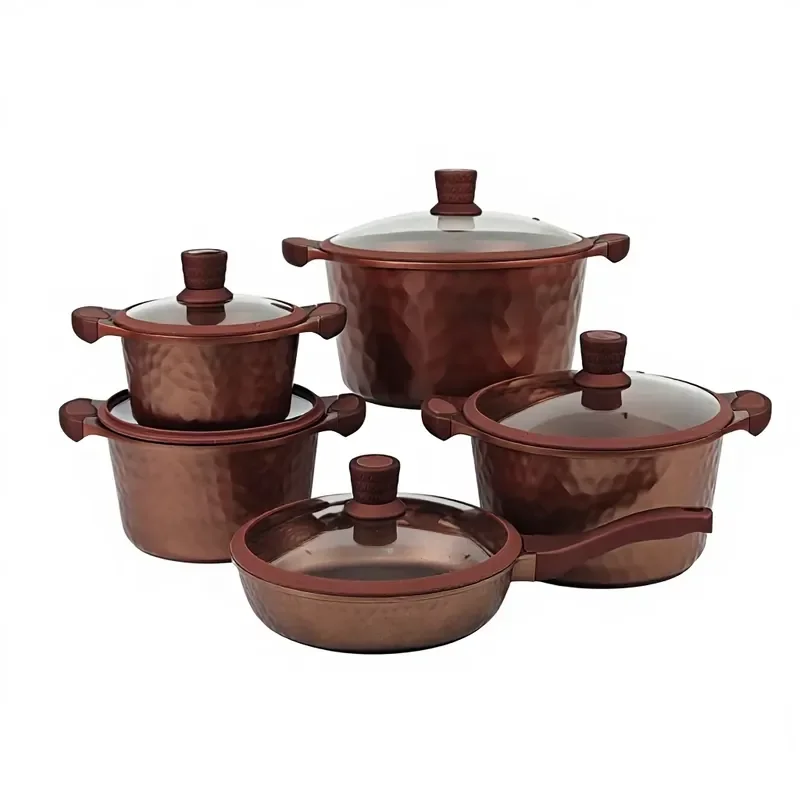 

Modern Sustainable Marble Medical Rice Stone Granite Metal Aluminum Die-Cast Non-Stick Soup Pot Frying Pan Set Ceramic