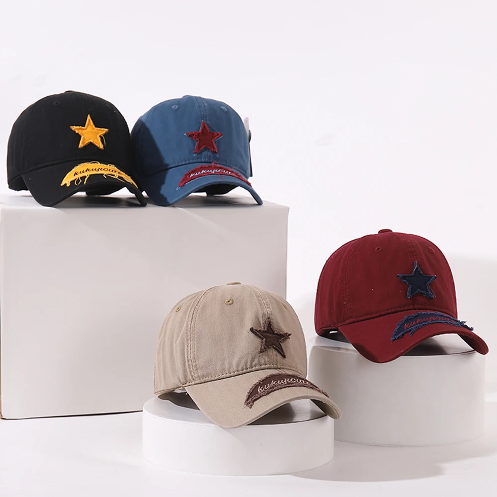 Children's Hats Spring And Autumn New Boy Personality Trend Five-pointed Star Baseball Caps Girl's Sunscreen Cap