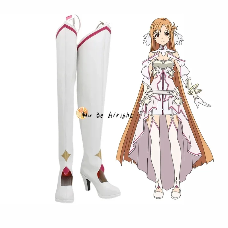 

Sword Art Online Alicization SAO Юки Юки Асуна Белые туфли для косплея Длинные сапоги Кожаные реквизит для ролевых игр на Хэллоуин