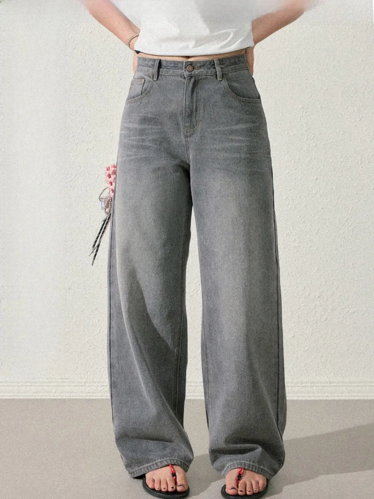 

Джинсы JULULOOK Studio Retro с широкими штанинами, прямого кроя, больших размеров, повседневные, шикарные, для полных женщин, летние, из хлопка и полиэстера