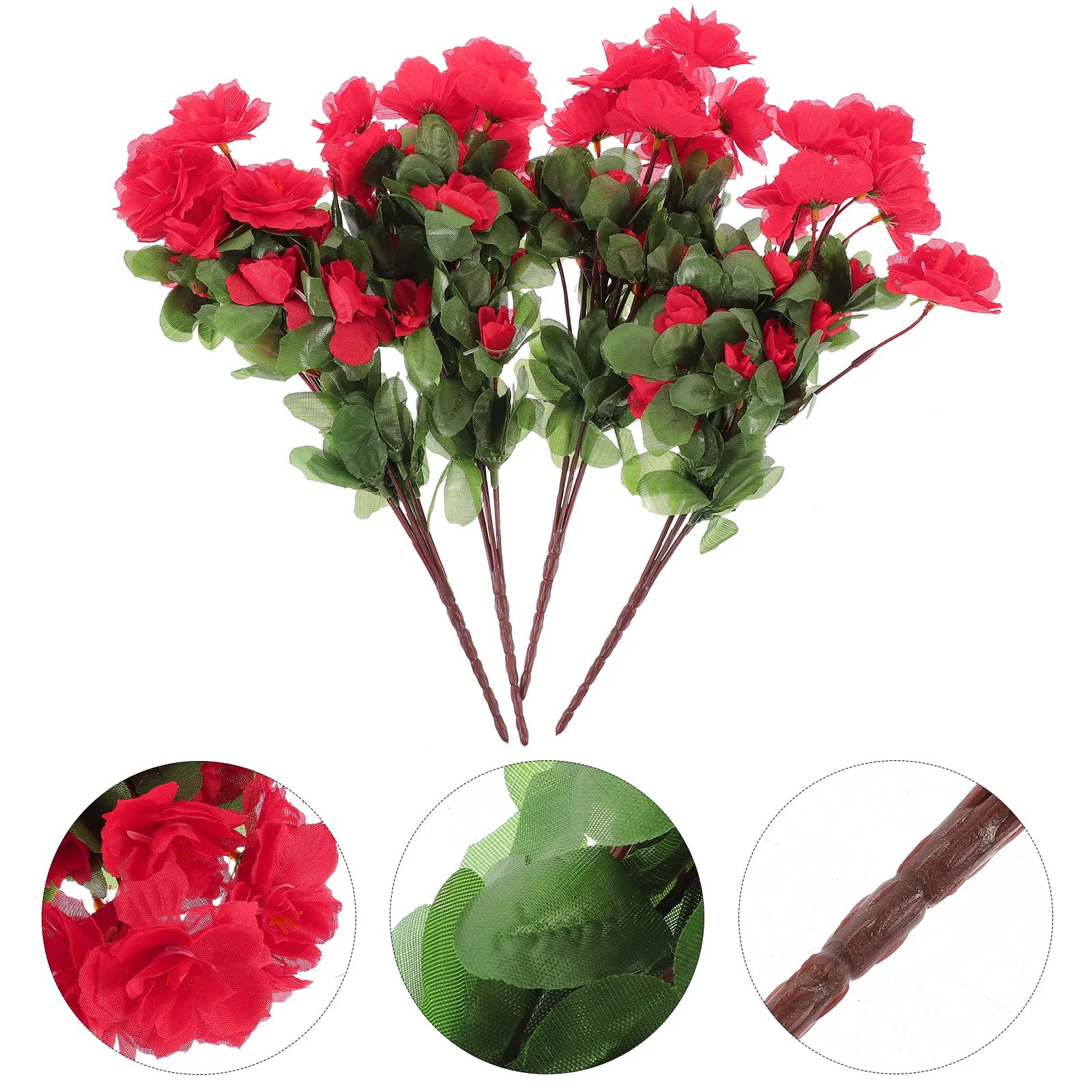 

4pcs Artificial Rhododendrons Decorative Faux Flowers Garden Party Floral Decoration Outdoor Indoor Fake Floral