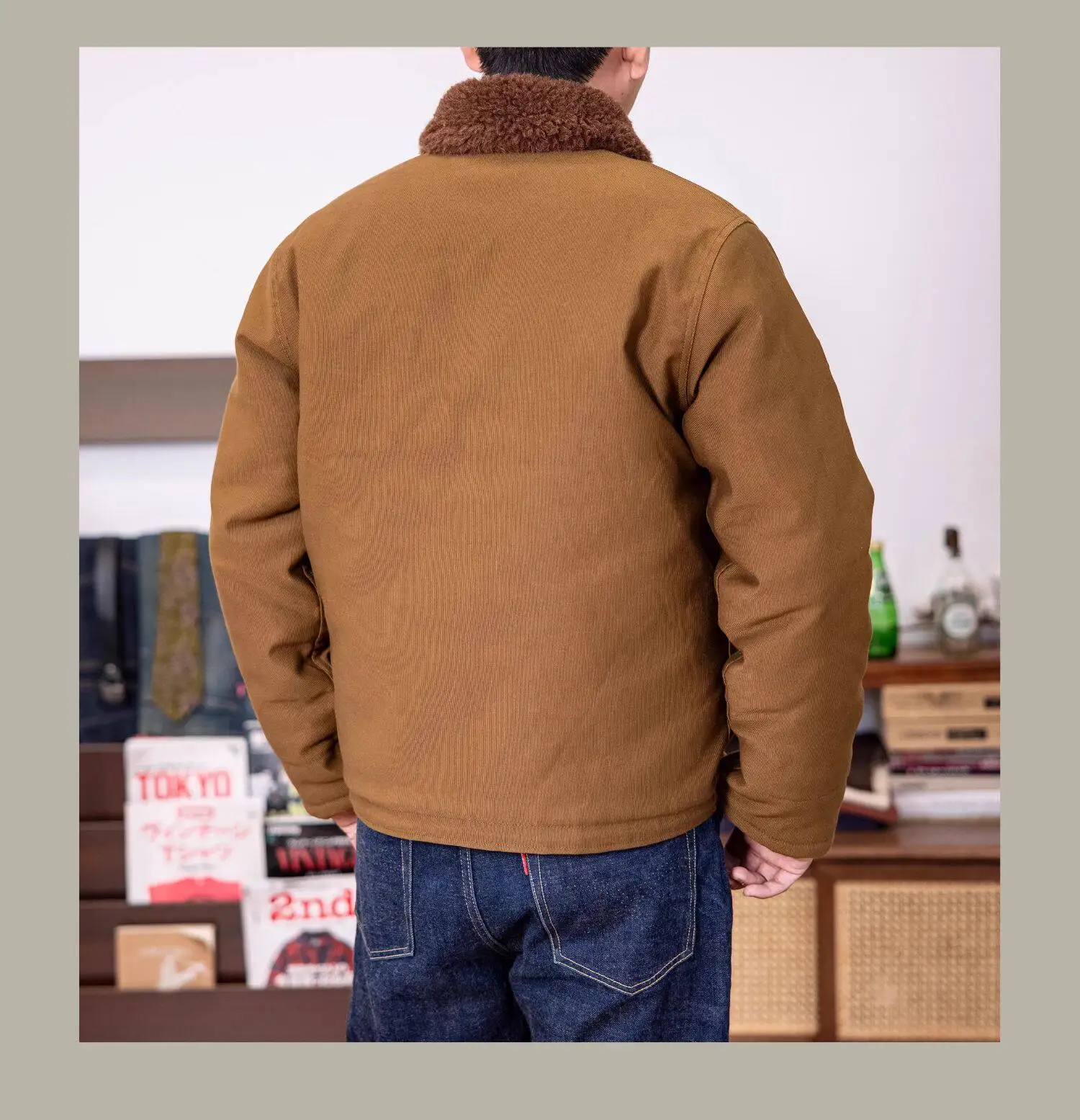 Red Tornado N-1 Deck Jacket Men US Navy Military Coat Loose Fit Thick Wool Lined Vintage Workwear Autumn Winter Outerwear