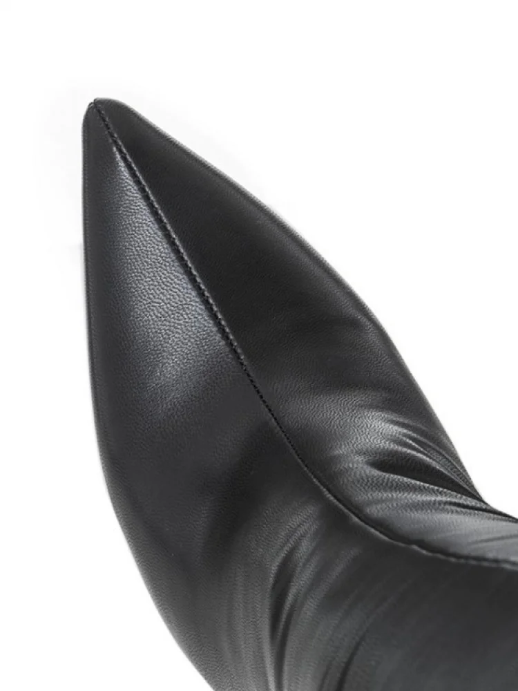 

Cross-Border Faion Boots arp Point Rear Zipper Thin High Heel Over-Knee Bright Leather Long Boots for Women Chelsea Boots