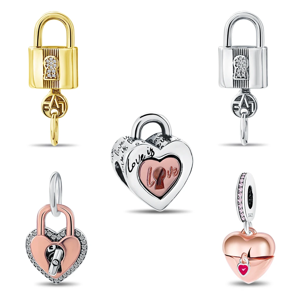 925 Sterling Silver Eternal Love Lock Pendant Fit Charms Pendant Silver 925 Original Bracelet for Jewelry Making