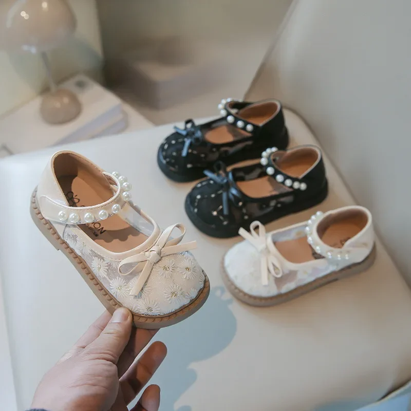 

Модные весенне-летние новые сетчатые лоферы принцессы с дышащим бантом для девочек, сандалии на мягкой подошве для маленьких девочек, размер 23-35