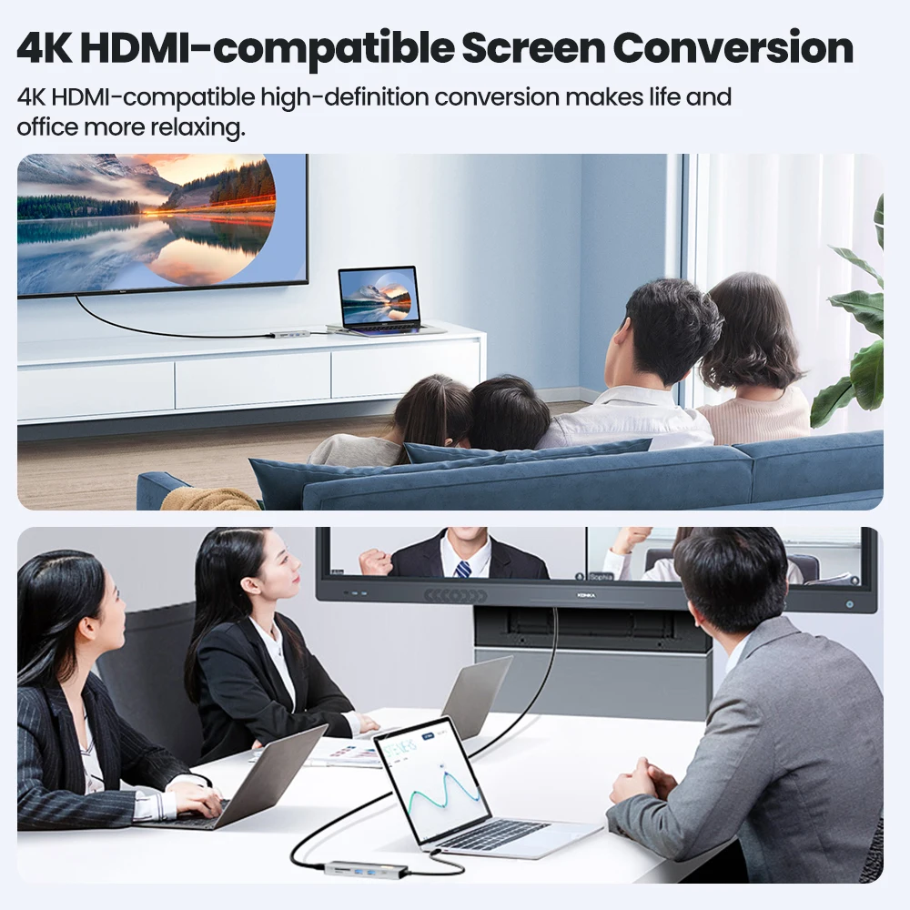 Toocki USB C Hub Adapter Type-C to HDMI-Compatible 10 in 1 Docking Station Multi Plugs USB Splitter for iPad MacBook Pro Air