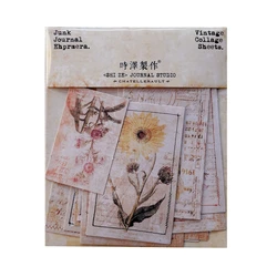 Retro Flower Bill Backing Collage Background Stickers DIY Scrapbook Junk Journal Travel Diary Material Decorative