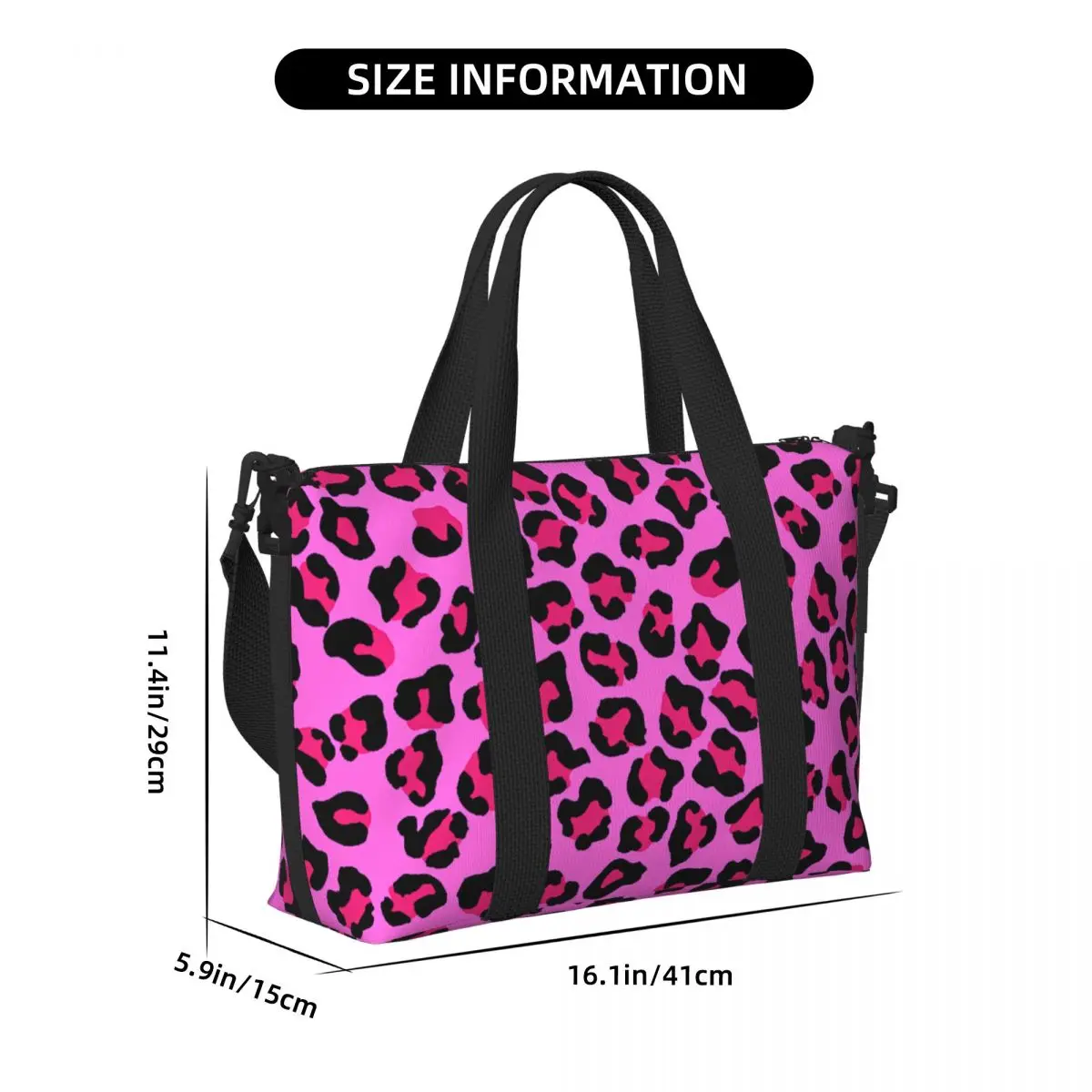 Custom Large Leopard Cheetah Seamless Pattern Tote Bag Women Animal Skin Print Spots Shopper Shoulder Beach Gym Travel Bag