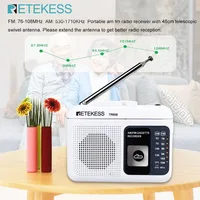 Retekess TR606 Radio de reproducción de casete blanco FM/AM grabadora de voz portátil compatible con micrófono incorporado/externo grabación USB C