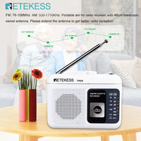 Retekess TR606 White Cassette Playback Radio FM/AM Portable  Voice Recorder Support Built-in/External Microphone Recording USB C