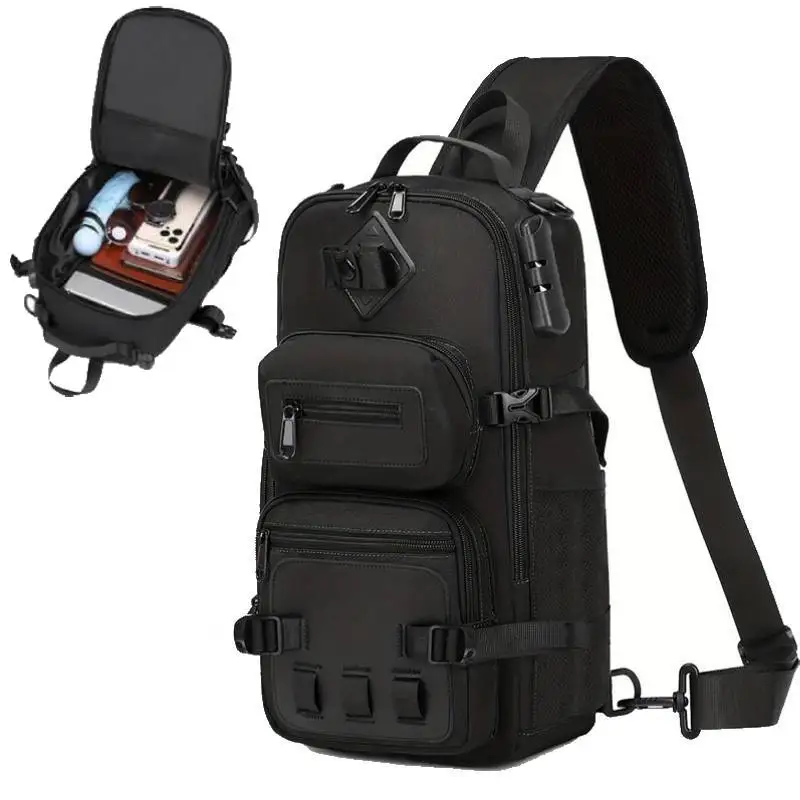 

Мужская походная нагрудная сумка, противоугонная с комбинированной поясной сумкой, рюкзак через плечо для альпинизма и рыбалки, школьная сумка для хранения 14 л