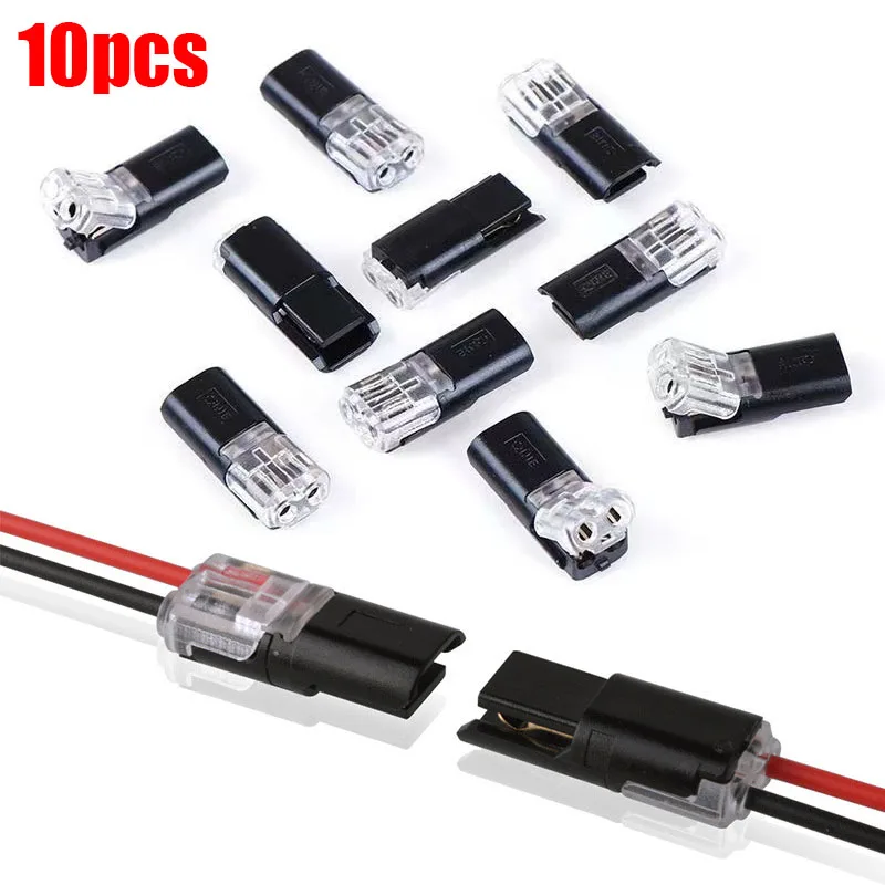 10pcs D2 Quick Connect Cable Connectors No Welding Double-Wire For Electrical Wiring & Connections Fits DIY & Professionals