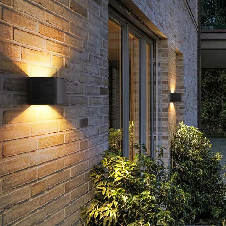 Solar Wall Lamp Outdoor Waterproof Garden Decor Lights Up and Down Luminous Lighting Street Lamp for Patio Fence Porch Balcony