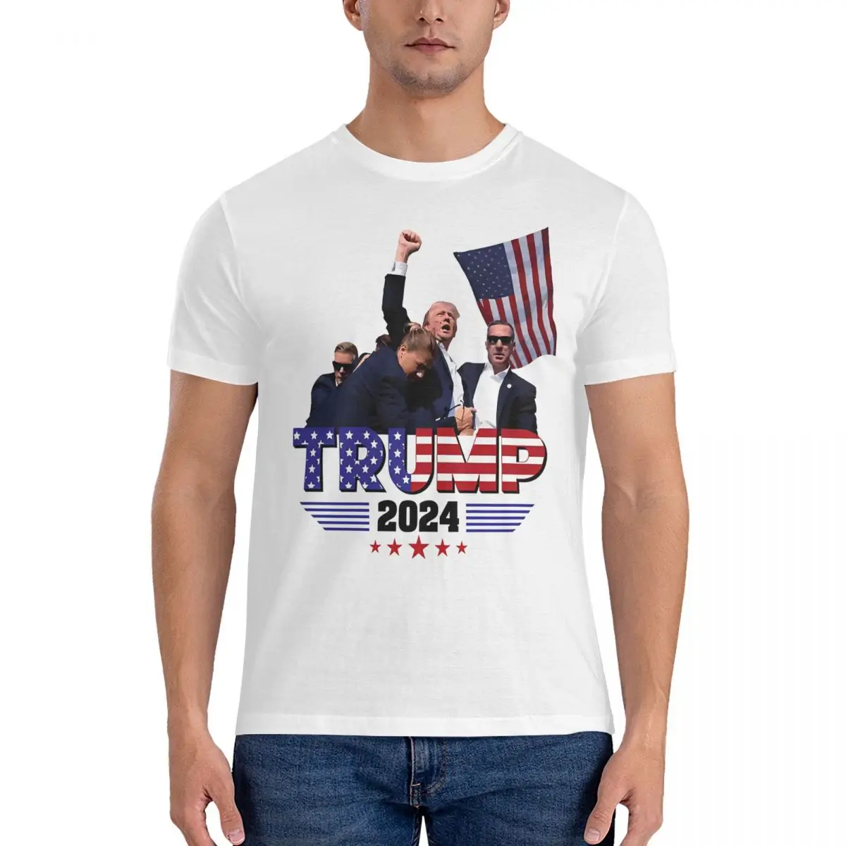 Trump Fight 2024 Trump Shot Fight 2024 Election T Shirt Men Women's 100% Cotton Novelty T-Shirt Tee Shirt Short Sleeve Clothing