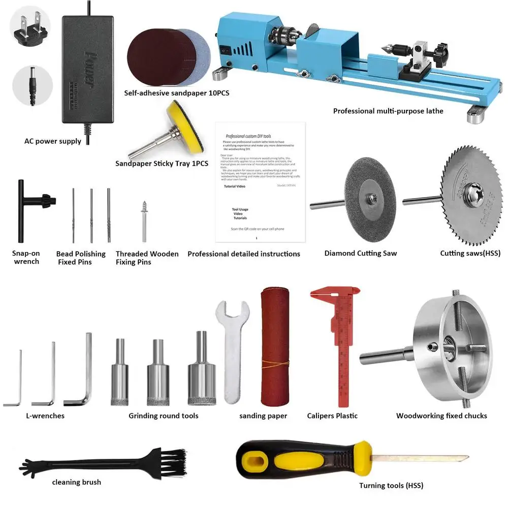 Woodworking Lathe Machine Multi-Function Chuck 11inch 2INCH Machining Diameter Sanding Cutting