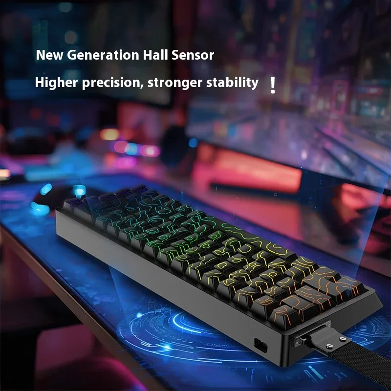 IROK ND68 ND68Pro Hall Effect المغناطيسي التبديل لوحة المفاتيح الميكانيكية 68% تخطيط RT0.001mm 8K RGB طوقا السلكية لوحة مفاتيح الألعاب الهدايا
