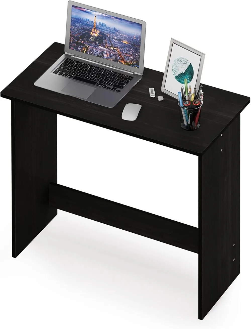 Compact Computer Desk for Home Office & Gaming, 31.3" Wide, Sturdy Wood Table with Rounded Corners