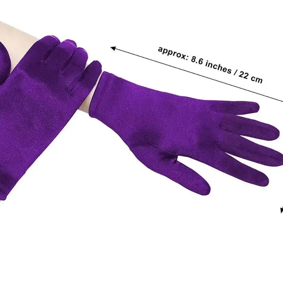 1Pcs Short Opera Velvet Gloves Halloween Costume Gloves For Women Flapper Stretchy Wrist Length Banquet Tea Party