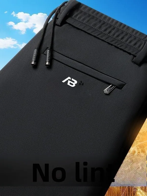 กางเกงวอร์มขายาวทรงตรงผ้าไอซ์ซิลค์ใส่สบายสำหรับผู้ชาย ไซส์ใหญ่ ยืดหยุ่น ทรงหลวม สไตล์ลำลอง แห้งเร็ว ทันสมัย