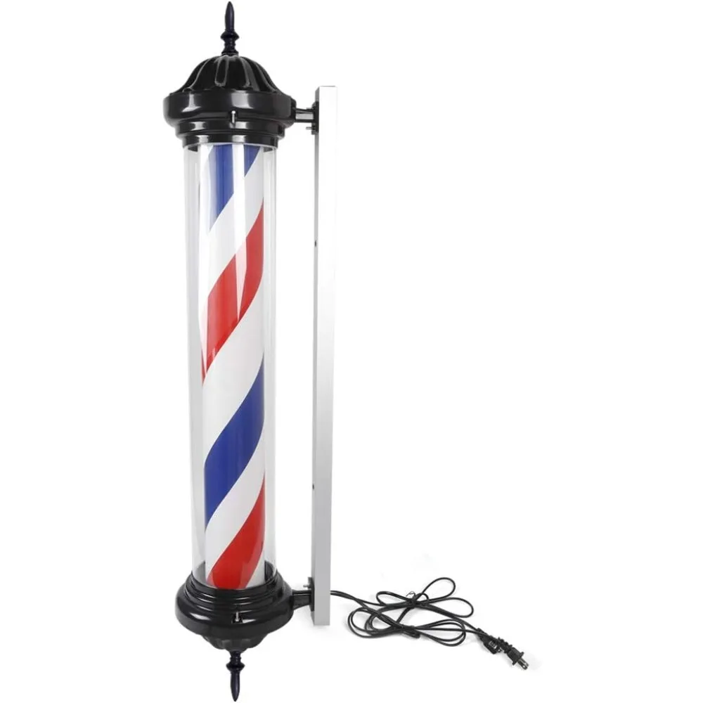 40 Inch Barber Shop LED Pole Light Red White Blue LED Strips Hair Salon Rotating Open Sign Indoor/Outdoor Rotating Light 110V